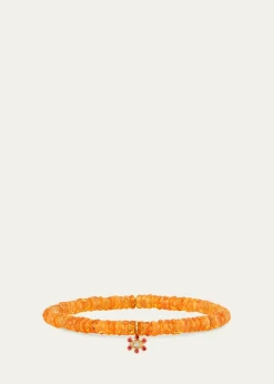 Sydney Evan14K Evil Eye Flower on Orange Spessartite Bracelet