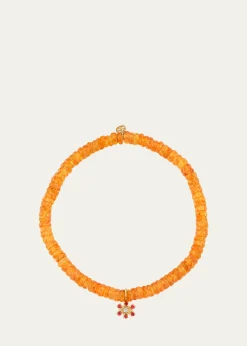 Sydney Evan14K Evil Eye Flower on Orange Spessartite Bracelet