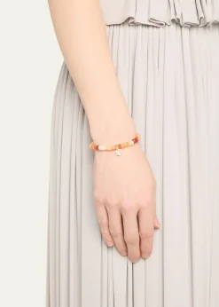 Sydney Evan14K Gold Charm and Fire Opal Bead Bracelet