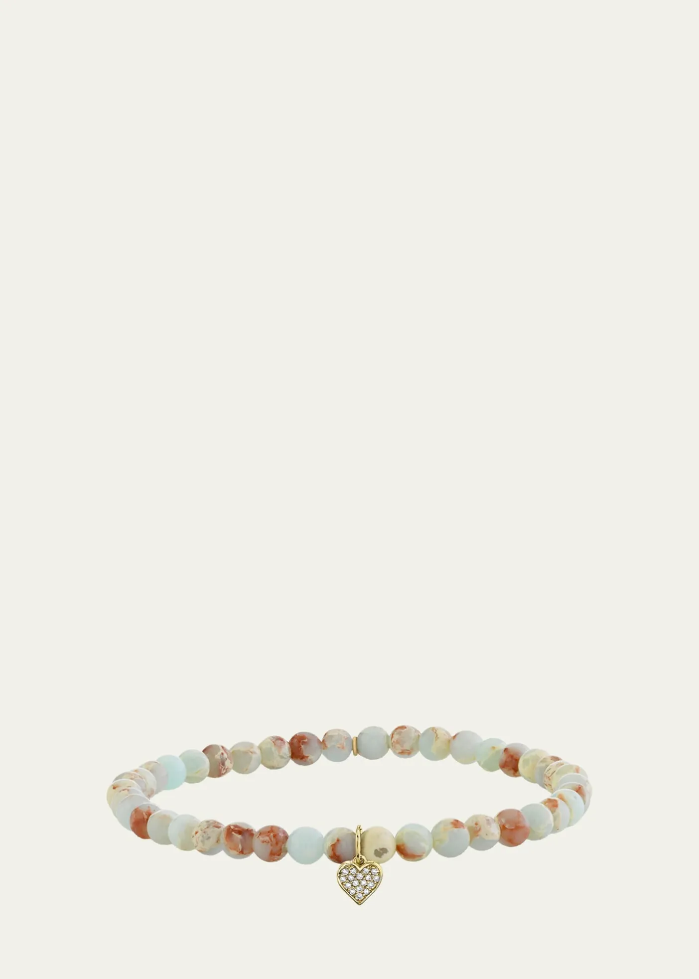 Sydney Evan14K Gold Diamond Heart on Impression Jasper Bracelet