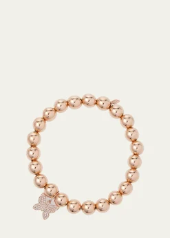 Sydney Evan14k Rose Gold Diamond Butterfly Bead Bracelet