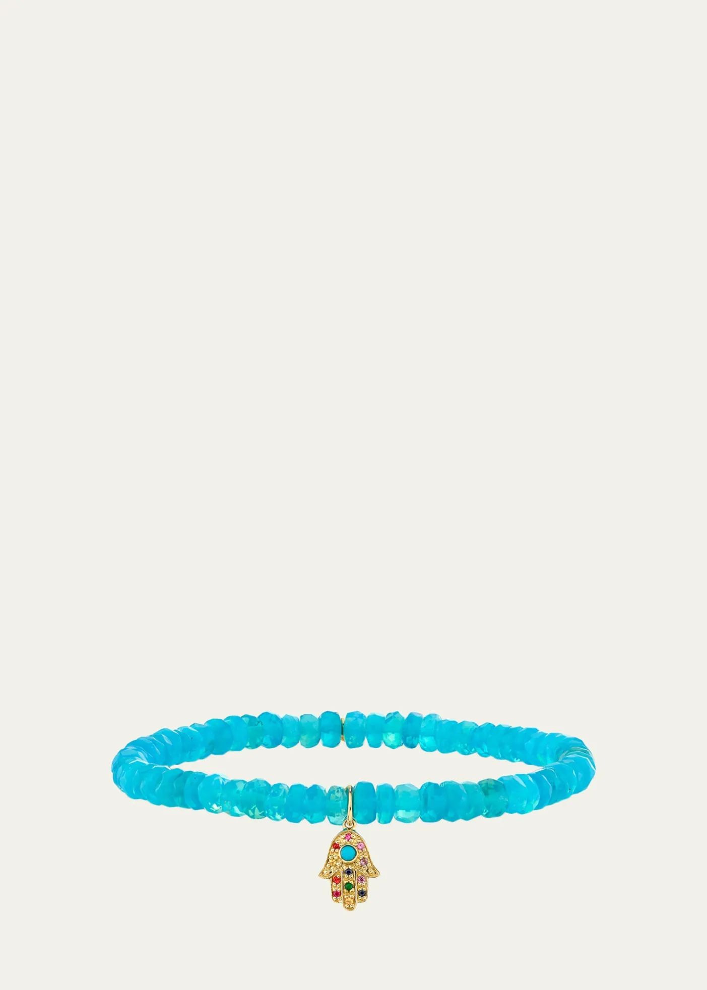 Sydney Evan14K Turquoise Hamsa on Opal Stretch Bracelet