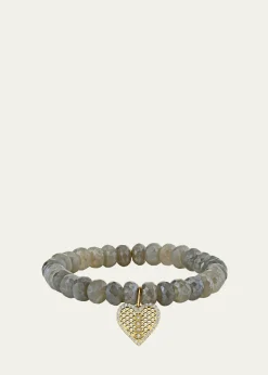 Sydney EvanMoonstone Bead & Diamond Marquise Eye Heart Charm Bracelet