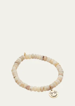 Sydney EvanOpal Beaded Bracelet with 14K Gold Diamond Happy Face Charm