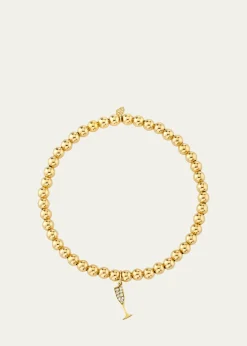 Sydney EvanSmall Champagne Glass Charm on 14K Yellow Gold Ball Bracelet