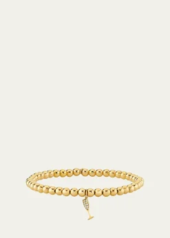 Sydney EvanSmall Champagne Glass Charm on 14K Yellow Gold Ball Bracelet