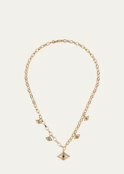 Sydney Evan14K Sapphire Fluted Evil Eye Charm Necklace