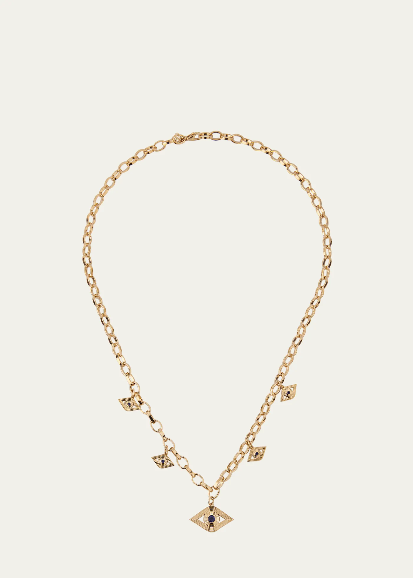 Sydney Evan14K Sapphire Fluted Evil Eye Charm Necklace