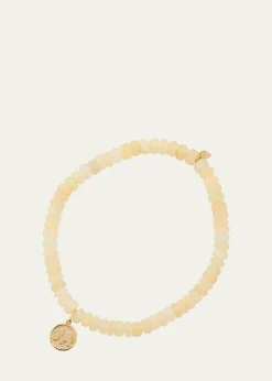 Sydney Evan14K Yellow Gold Tiny Elephant Coin Charm on Opal Beaded Bracelet with One Diamond