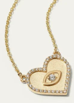 Sydney EvanYellow Gold Small Heart Necklace with Marquise Eye
