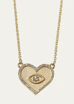 Sydney EvanYellow Gold Small Heart Necklace with Marquise Eye