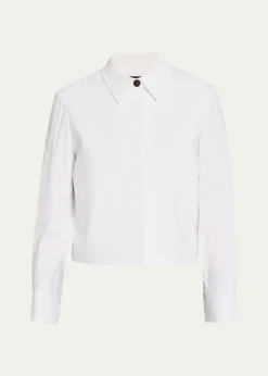 TheoryCropped Linen-Blend Shirt Jacket