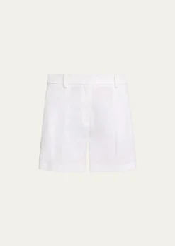 TheoryPleated A-Line Linen-Blend Shorts
