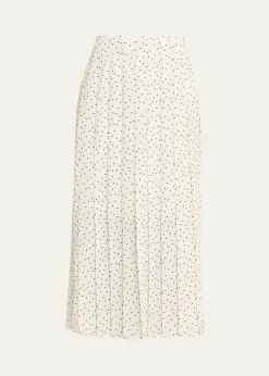 TheoryPleated Polka Dot Wrap Skirt
