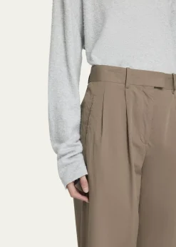 THE ROWAlfidis Double Pleated Straight-Leg Cotton Pants