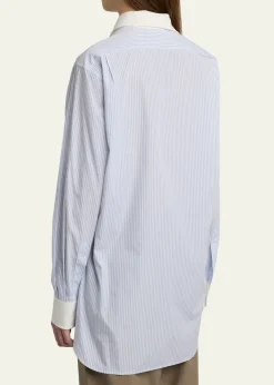 THE ROWHilbert Striped Button-Down Tunic Shirt