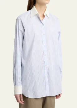 THE ROWHilbert Striped Button-Down Tunic Shirt