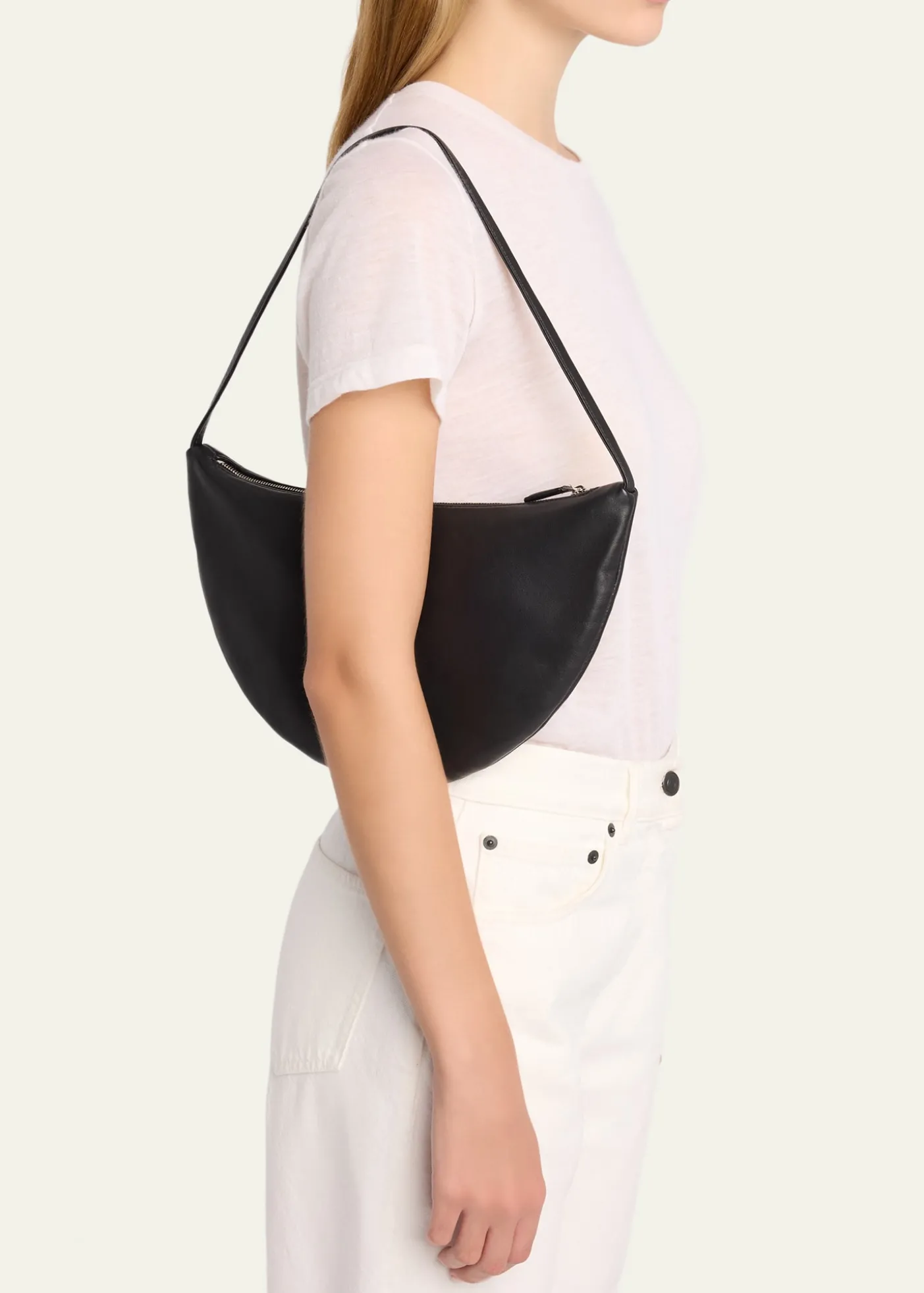 THE ROWIzzy Small Crescent Shoulder Bag in Leather