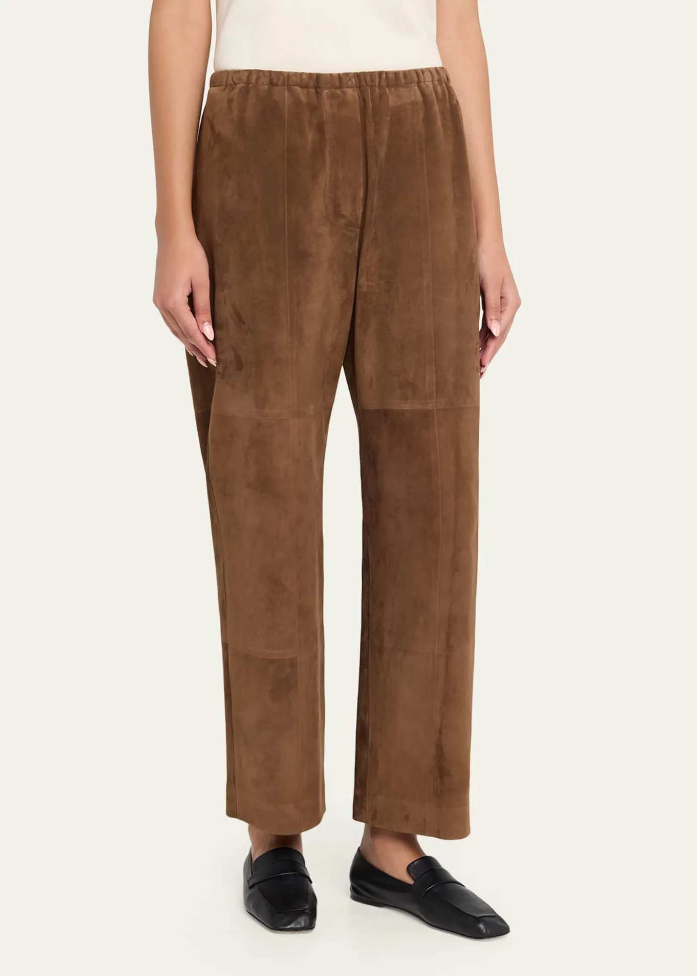 THE ROWKenan Suede Straight-Lag Ankle Pull-On Pants