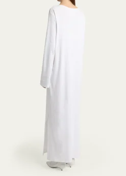 THE ROWLatoya Long-Sleeve Crewneck Cotton Midi Dress