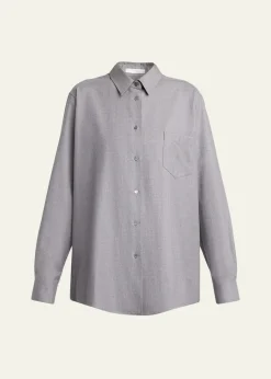 THE ROWPino Wool Button-Down Shirt
