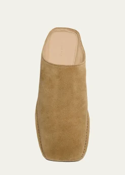 THE ROWPiper Suede Square-Toe Mules