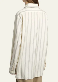 THE ROWSisilia Striped Button-Down Silk Shirt