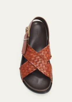 THE ROWWoven Leather Buckle Sandals