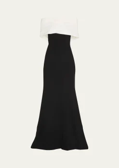 THIS ITEM IS NOT AVAILABLE.Lela RoseOff-the-Shoulder Two-Tone Gown