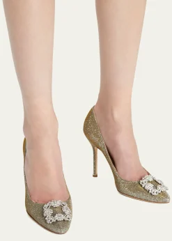THIS ITEM IS NOT AVAILABLE.Manolo BlahnikHangisi 105mm Metallic Buckle Pumps