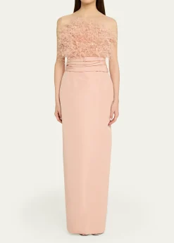 THIS ITEM IS NOT AVAILABLE.Oscar de la RentaStrapless Dramatic Point D'esprit Silk Column Gown