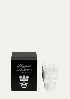 Thompson FerrierWhite Louise Skull Candle, 23.3 oz. - Rose de Vents Scent