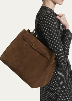 TOM FORDBelted T-Buckle Suede Tote Bag
