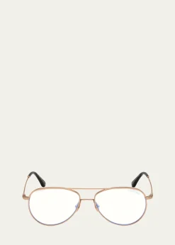 TOM FORDBlue Light Blocking Titanium Aviator Optical Glasses