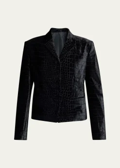 TOM FORDCroc-Embossed Velvet Single-Breasted Jacket