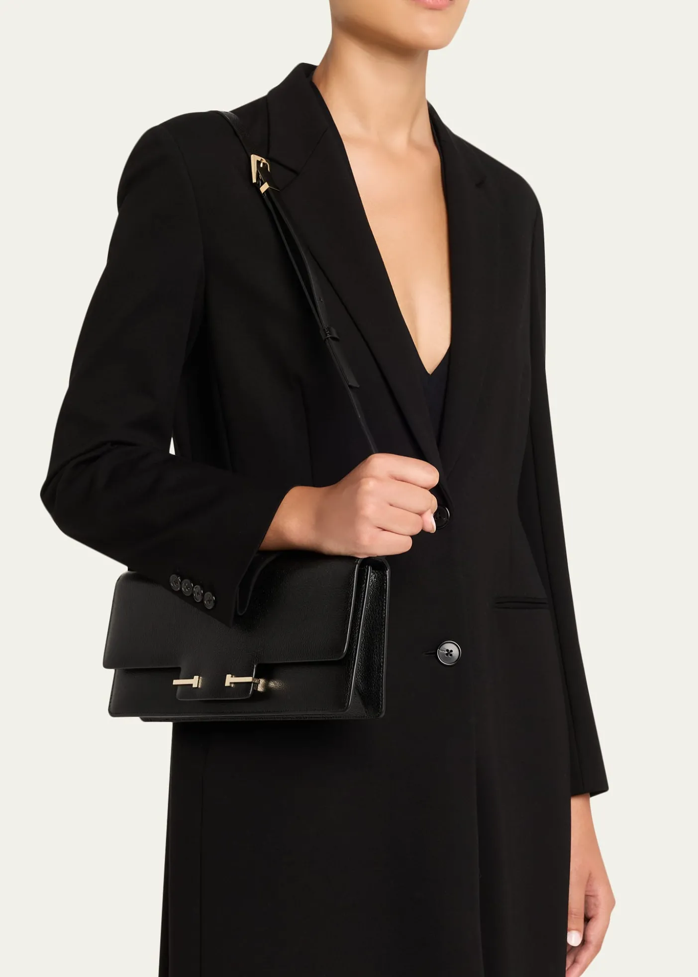 TOM FORDEast-West Supple Grain Leather Shoulder Bag