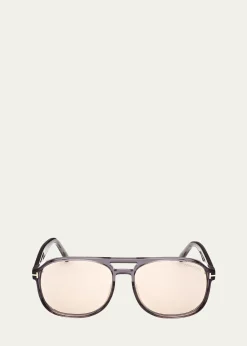 TOM FORDGrey Transparent Acetate Aviator Sunglasses