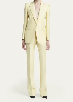 TOM FORDHigh-Rise Wool-Silk Straight-Leg Pants