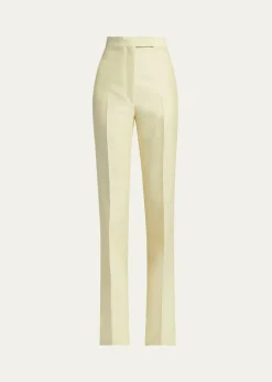 TOM FORDHigh-Rise Wool-Silk Straight-Leg Pants