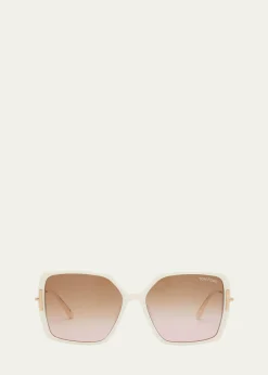 TOM FORDJoanna Amber Acetate Butterfly Sunglasses