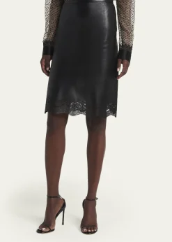 TOM FORDLace Laser-Cut Leather Skirt