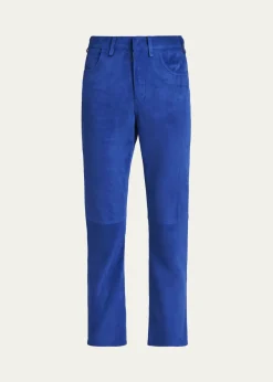 TOM FORDLamb Suede Slim-Leg Ankle Pants