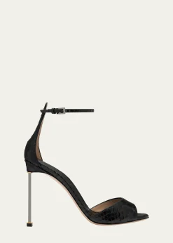 TOM FORD105mm Croc-Embossed Leather Ankle-Strap Sandals
