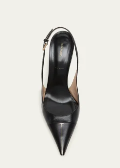 TOM FORD85mm Shiny Kid Leather Slingback Pumps