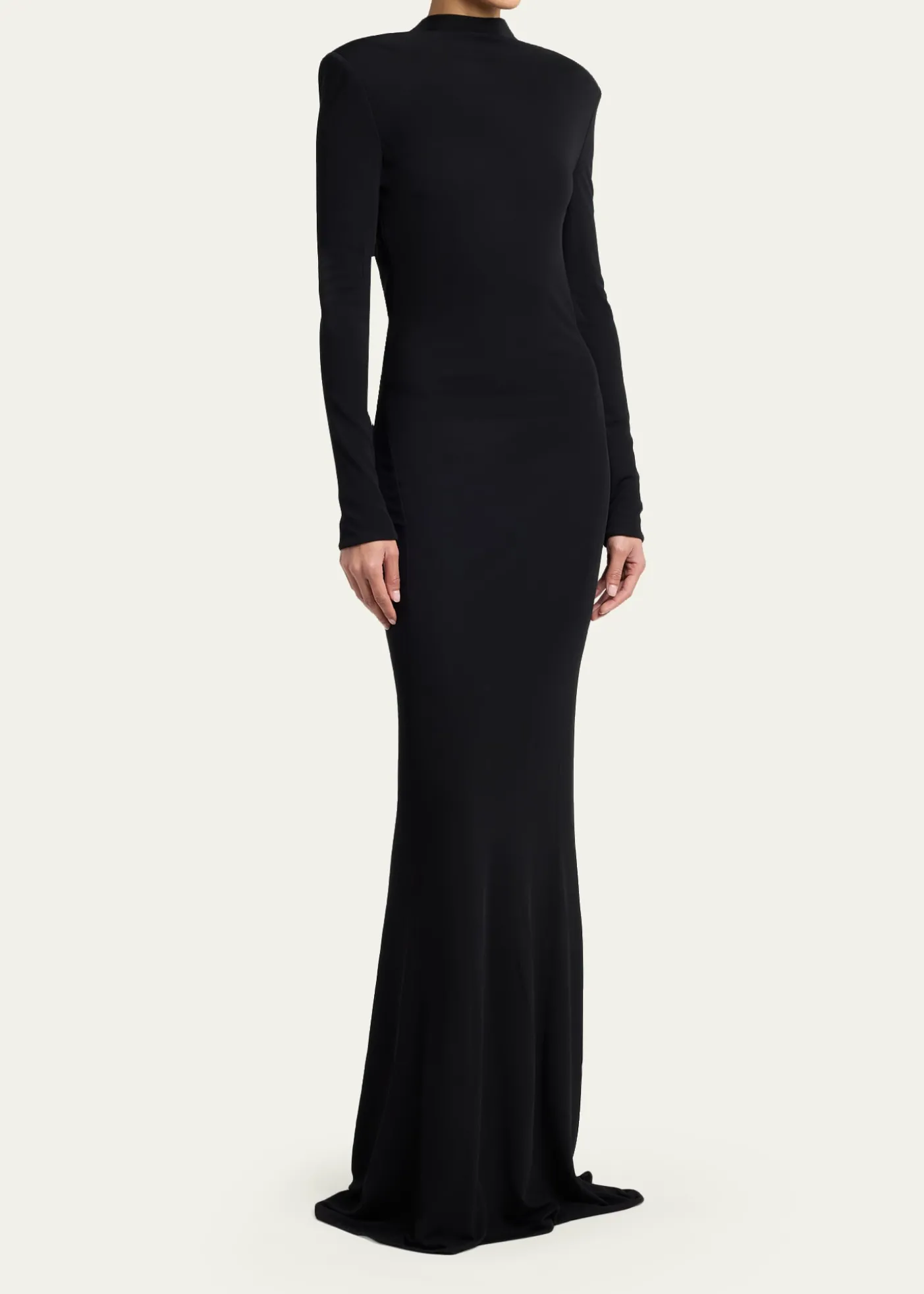 TOM FORDMock-Neck Strong-Shoulder Cutout Gown