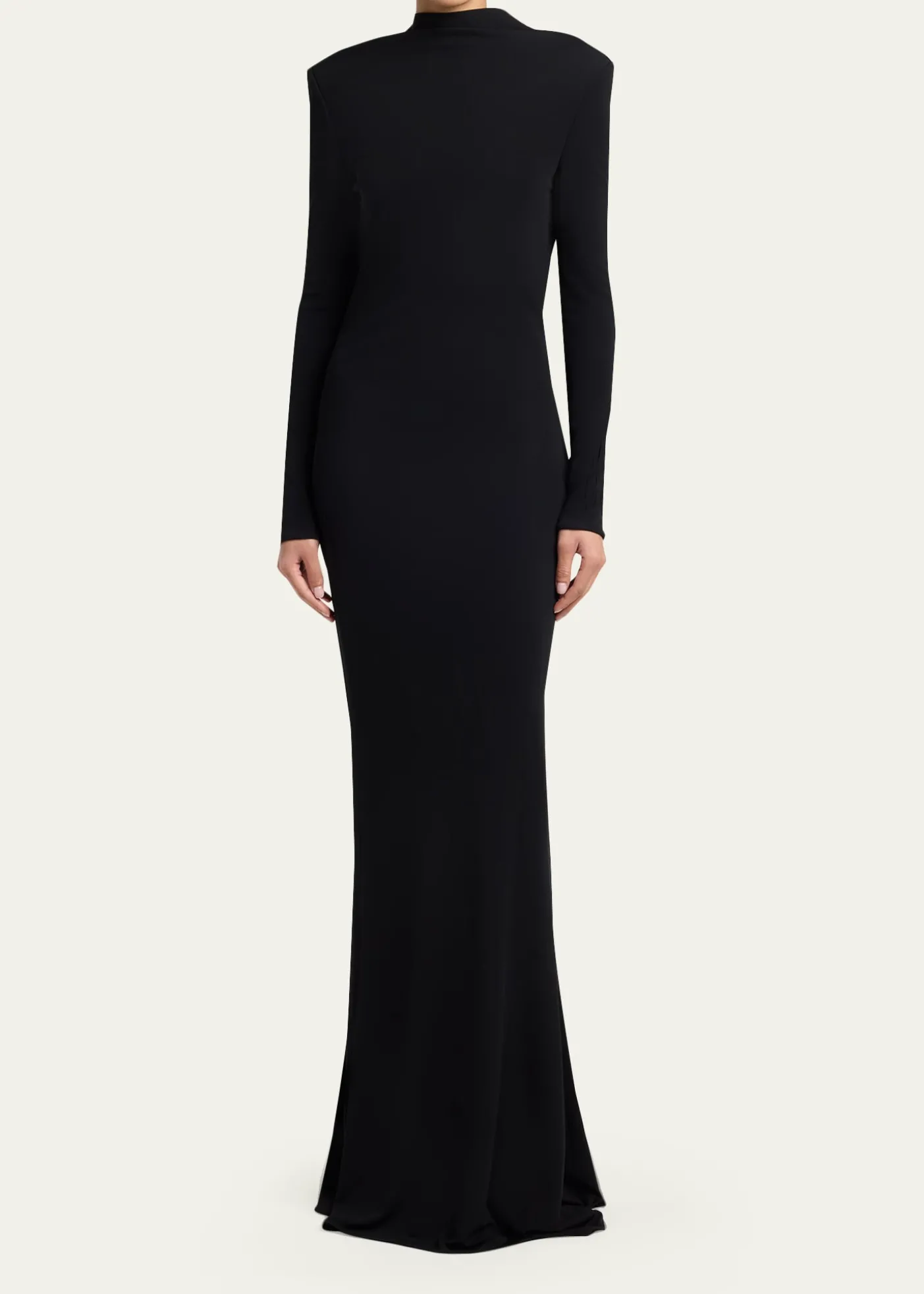 TOM FORDMock-Neck Strong-Shoulder Cutout Gown