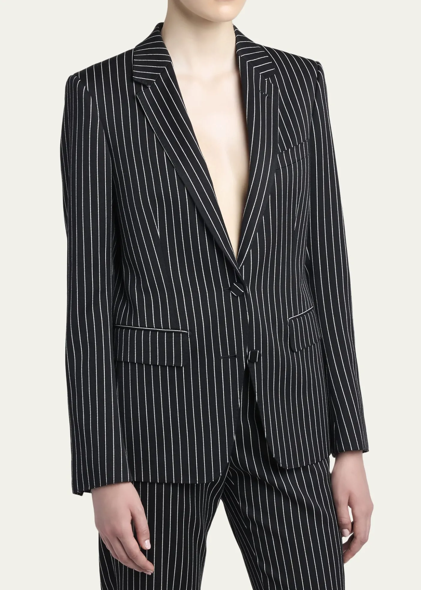 TOM FORDPinstripe Wool Single-Breasted Blazer Jacket