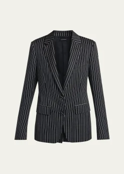 TOM FORDPinstripe Wool Single-Breasted Blazer Jacket