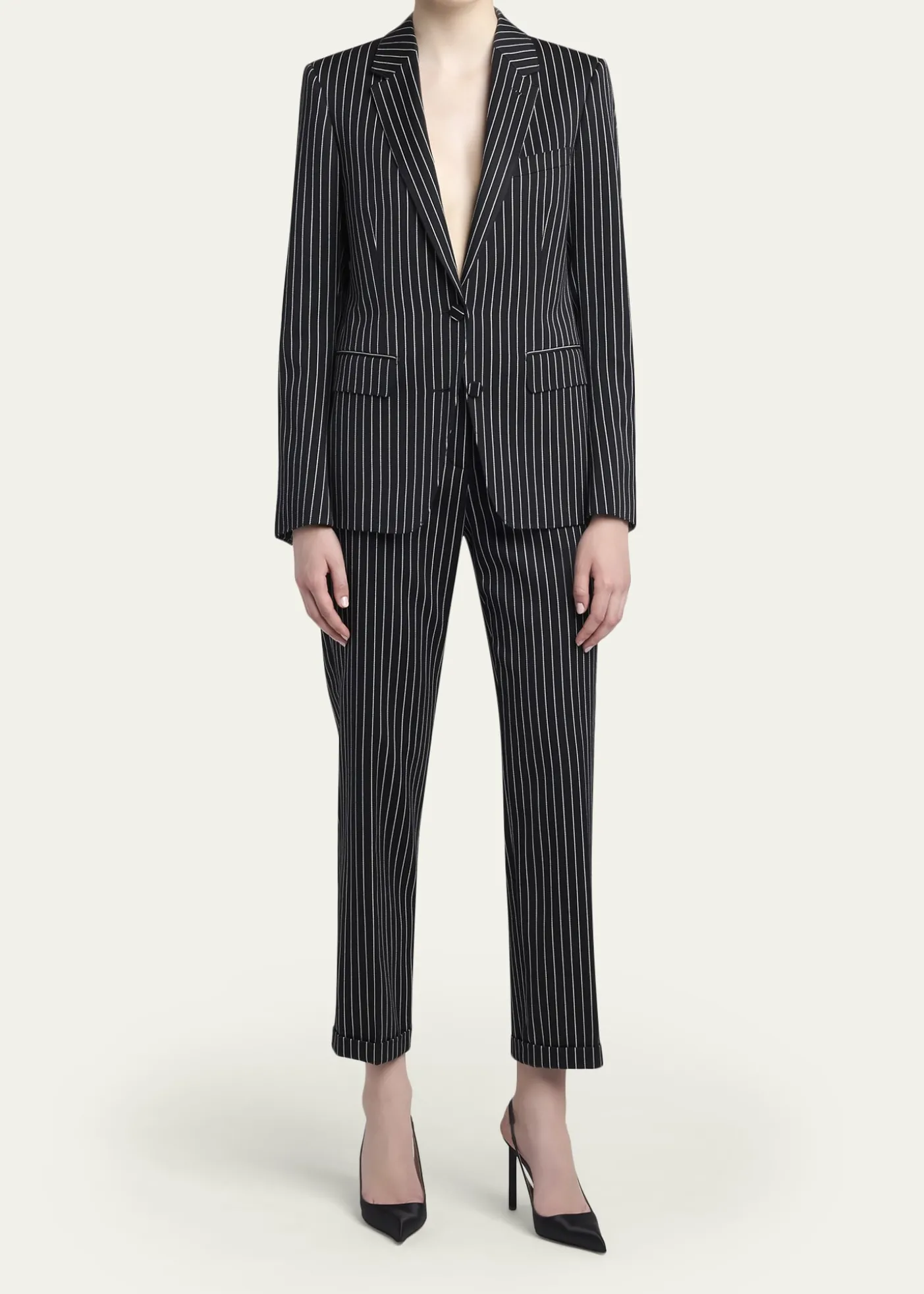 TOM FORDPinstripe Wool Single-Breasted Blazer Jacket