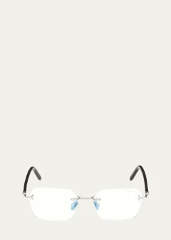 TOM FORDRimless Mixed-Media Rectangle Sunglasses